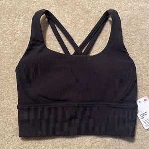 Lululemon, Energy Bra along Line, Black ribbed material, Size 2, New with tags